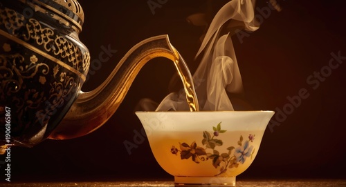 Close up of a teapot pourin...