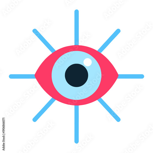 Eye Icon With Radiating Lines Vector Graphic Design Element