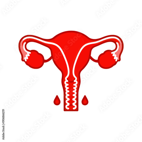Female Reproductive System Icon With Blood Flow Visualization