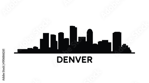 A striking black silhouette of the denver skyline with the city s name