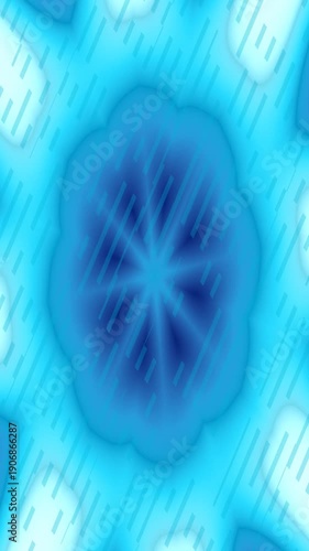 Abstract blue flower-like pattern, kaleidoscope effect, artistic design.