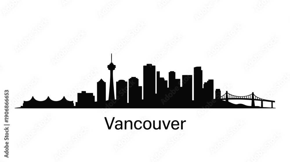 Obraz premium A striking black silhouette of the vancouver skyline with the city s name