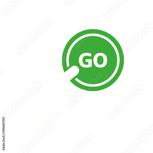 Hand Pressing Go Button UI Icon For Action Initiation