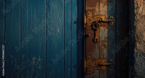 a peeling blue wall buildin...
