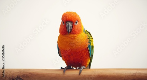 Expressive pet bird perched...