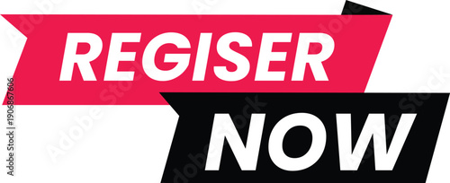 A bold and eye-catching graphic with a red and black banner that reads Register Now!