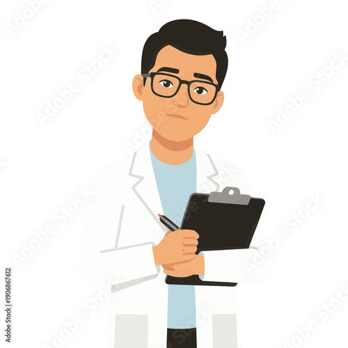 Male Doctor Holding Clipboard Icon