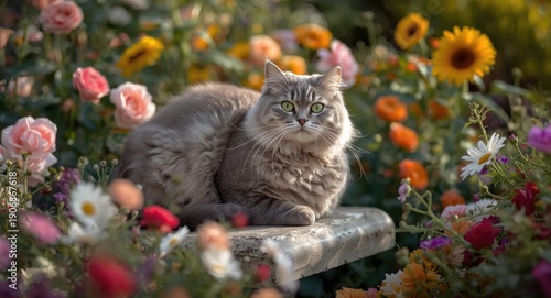 Cat enjoying a sunny garden...
