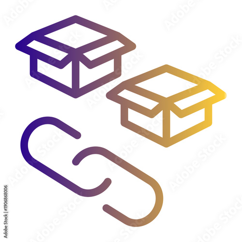 Interconnected network involved in producing and distributing a product to market (Outline Gradient Style)