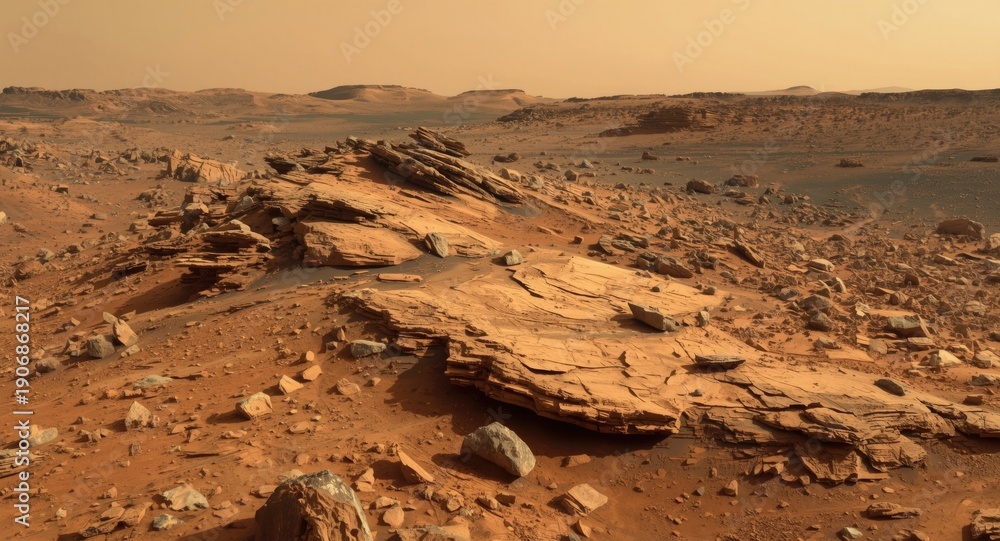 Fototapeta premium Detailed macro shot of dusty and rocky Mars terrain