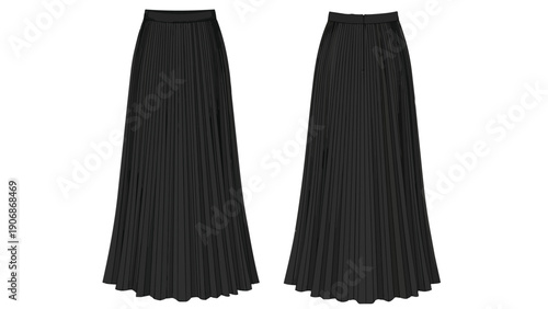 Elegant Black Pleated Maxi Skirt: A Timeless Fashion Essential for Versatile Wardrobe Styling, Showcasing Sophistication and Grace for the Modern