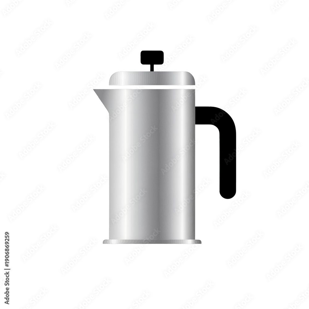 Obraz premium Silver Coffee Pot Icon For Apps And Interfaces