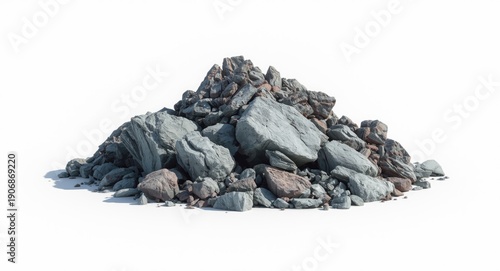 Isolated gray rock heap wit...