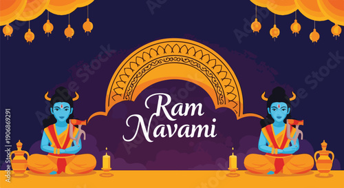 Festive vector art featuring religious figures and ornamentation