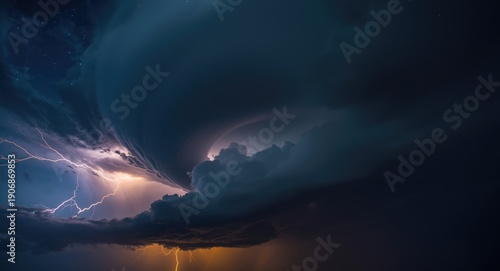 Dramatic storm clouds and l...