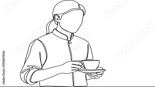 Detailed hand drawn vector illustration of a majestic peregrine falcon bird of prey with brown speckled feathers standing alert and isolated on a white background.