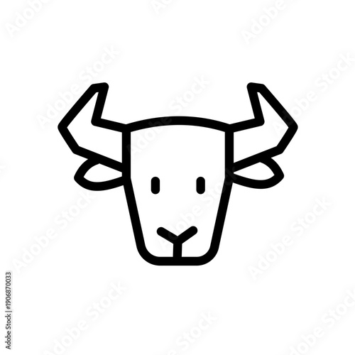 Cow head in line style, vector icon