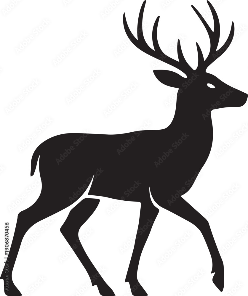 Obraz premium Deer Black Silhouette Vector Illustration