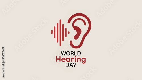 World Hearing Day Awareness Red Ear Icon
