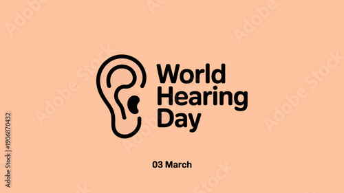 World Hearing Day Awareness Logo on Orange Background