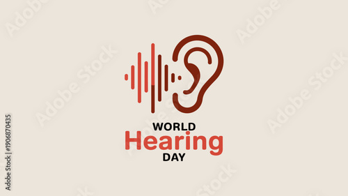 World Hearing Day Logo with Ear and Sound Waves