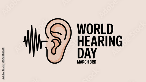 World Hearing Day Logo with Ear and Sound Wave
