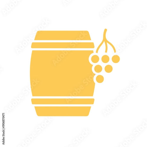 Wine Barrel With Grapes Icon Vector Graphic