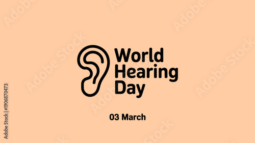World Hearing Day Awareness Logo on Peach Background