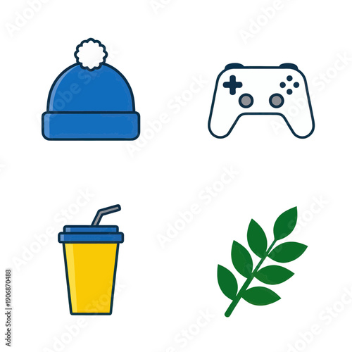 Winter Hat Game Controller Drink Leaf Icons