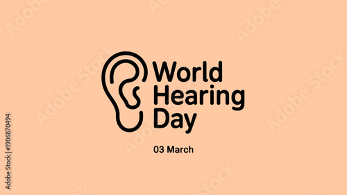 World Hearing Day Logo on Peach Background