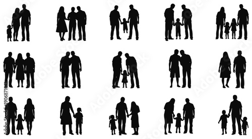 Collection of silhouettes depicting various family groups and individuals.