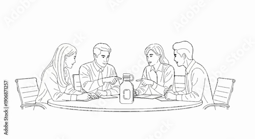 Diverse group discusses a product in a business meeting