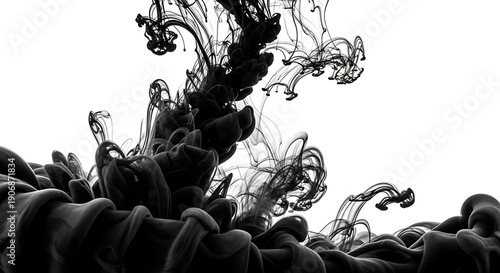 Wallpaper Mural Abstract black ink swirling in water against a white background Torontodigital.ca