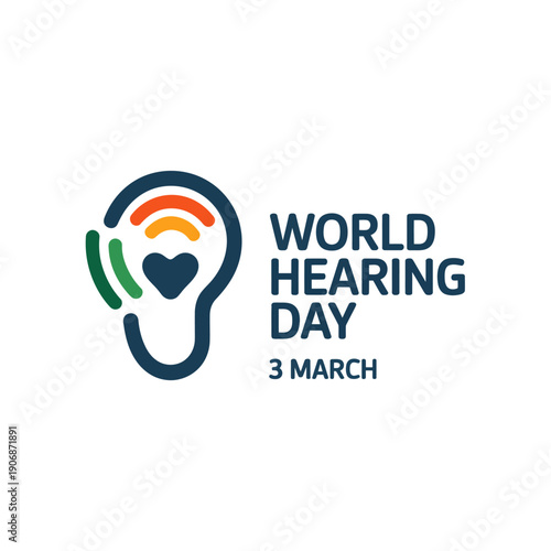 World Hearing Day Logo with Heart and Sound Waves