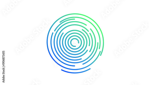 Abstract swirling circular lines creating a hypnotic vortex effect with a gradient from blue to green, symbolizing connection or data flow