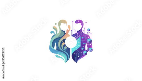 A visually striking illustration symbolizing the harmonious convergence of human creativity and advanced AI