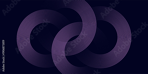 Modern dark blue abstract horizontal banner background with glowing geometric lines. Shiny blue diagonal rounded lines pattern. Futuristic concept