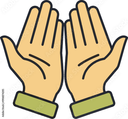 Ramadhan Kareem - Illustration of open hands for prayer and supplication during the holy month