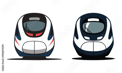 High Speed Bullet Train Vector Illustration Front View