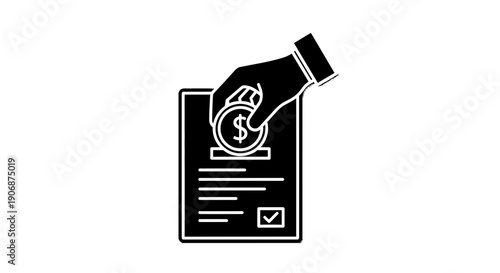 Hand Filling Out Financial Document with Dollar Sign.