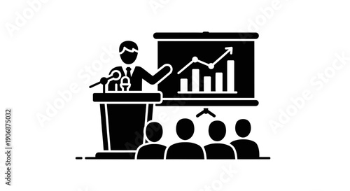 Business Presentation with Graphs and Audience.