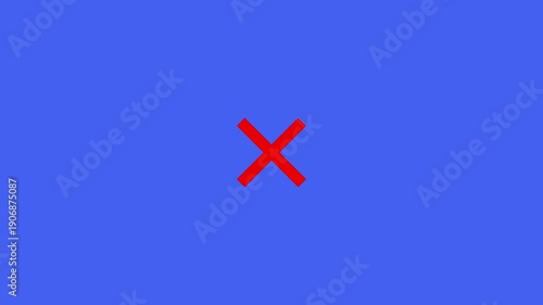 Red cross wrong check mark doodle grunge animation, symbol of cancel, deny, wrong or incorrect, symbol appear in a circle isolated on a transparent background.