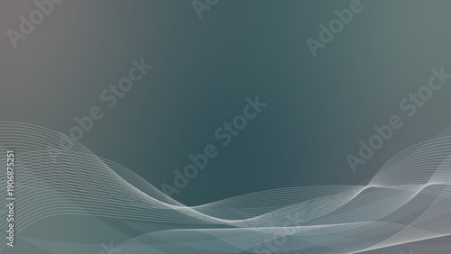 ダークグレーのグラデーションのウェーブ背景 透明感のあるビジネス向けフレーム 16:9