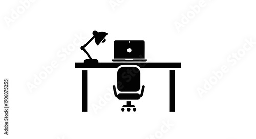 Simple Desk with Laptop and Lamp.