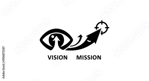Vision Mission Black Logo Design Concept.