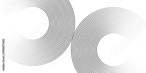 Abstract white background with black circle lines. Digital future technology concept. vector illustration.