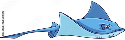 Graceful blue stingray gliding through the water