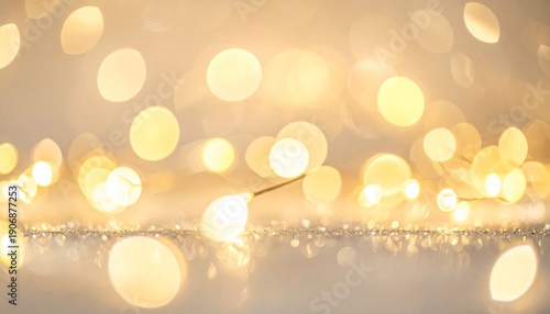 Abstract Background of Golden Bokeh Lights for Holidays and Celebrations.