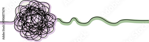 ‎Mental Health Metaphor Vector of Tangled Line Unraveling into Smooth Path