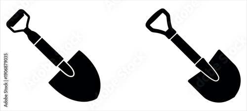 Simple black shovel icons on white background vector illustration.